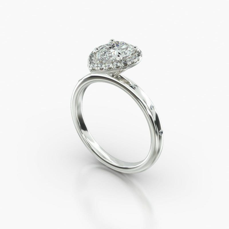 PEAR GYPSY SINGLE ROW PAVE HALO - B