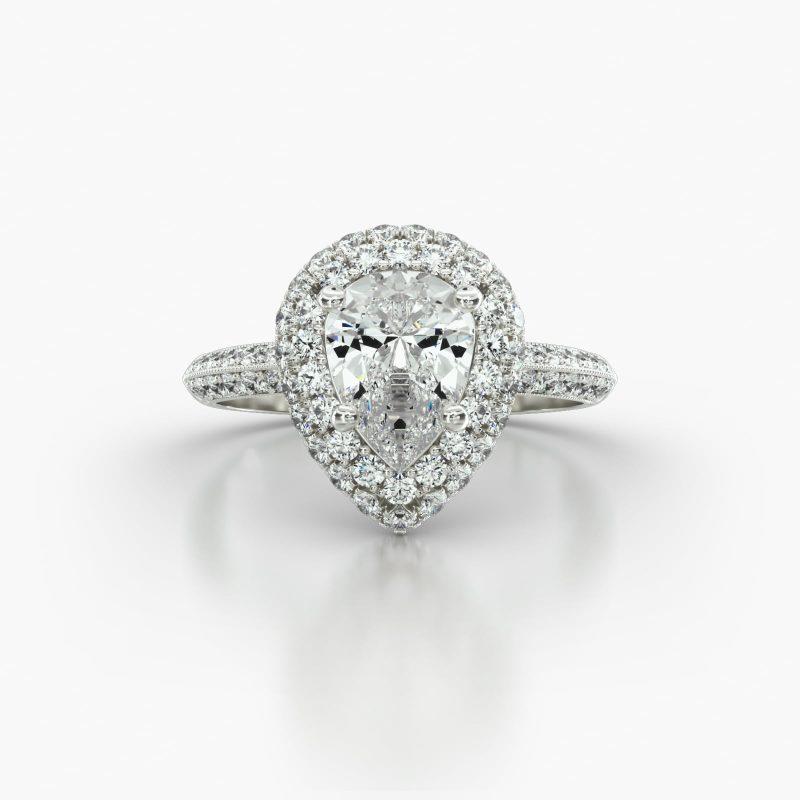 PEAR KNIFE PAVE FALLING EDGE PAVE HALO - A