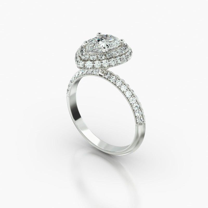 PEAR KNIFE PAVE FALLING EDGE PAVE HALO - B