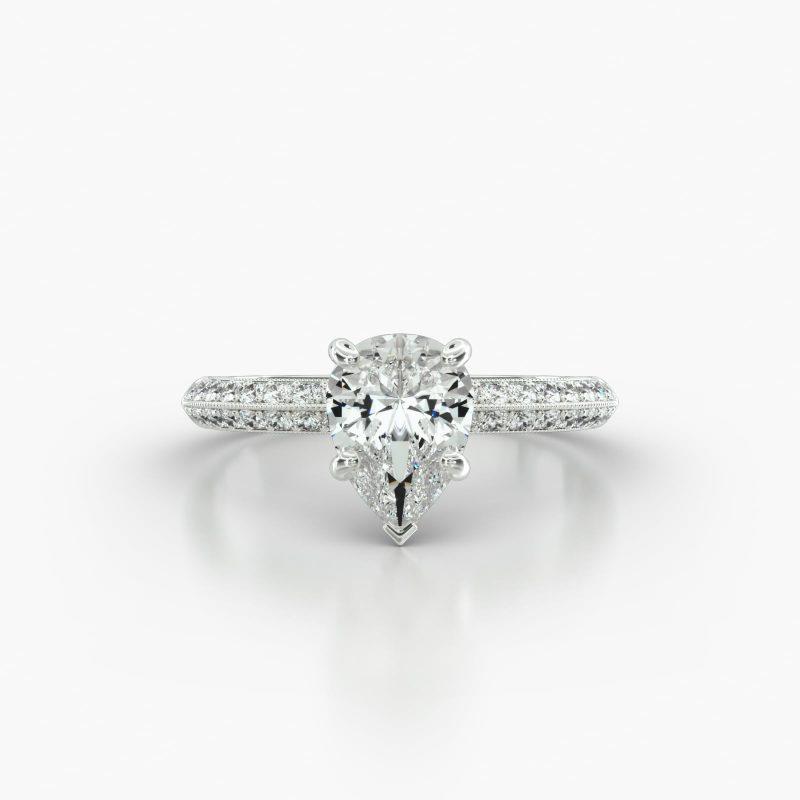 PEAR KNIFE PAVE FOUR PRONG - A