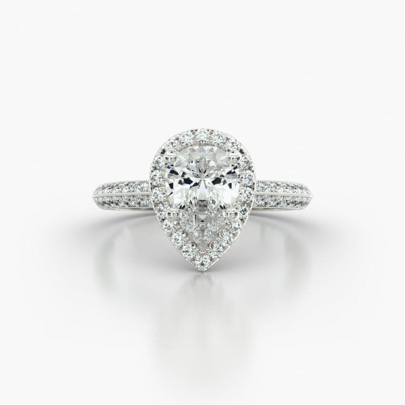 PEAR KNIFE PAVE SINGLE ROW PAVE HALO - A