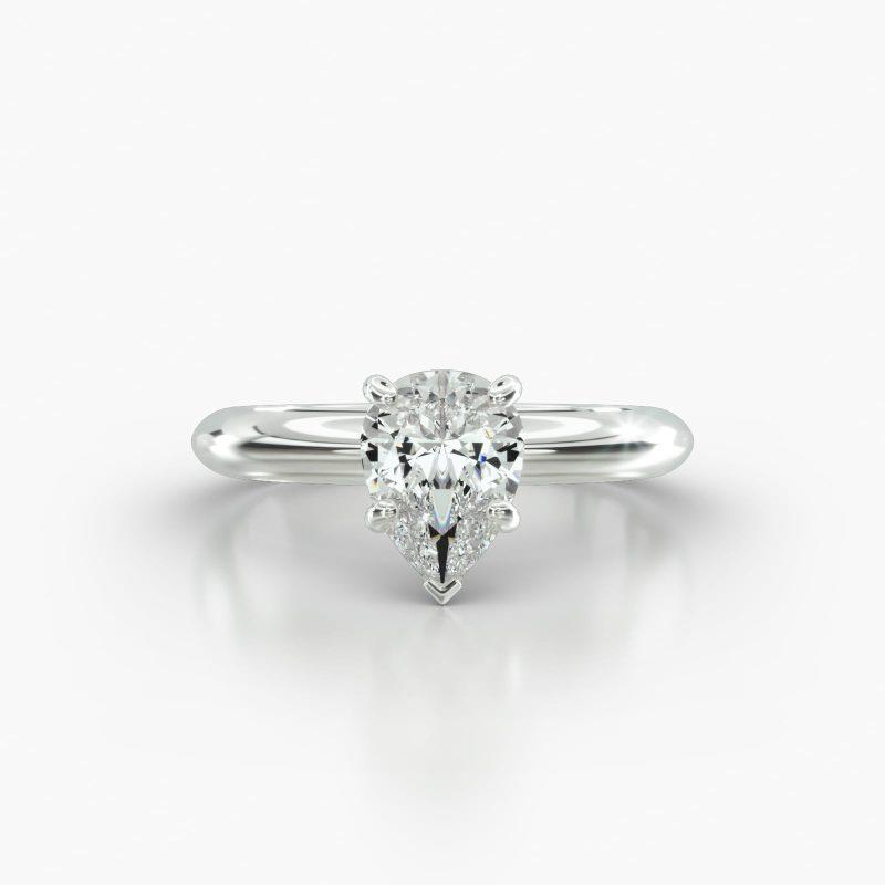 PEAR KNIFE SOLITAIRE FOUR PRONG - A