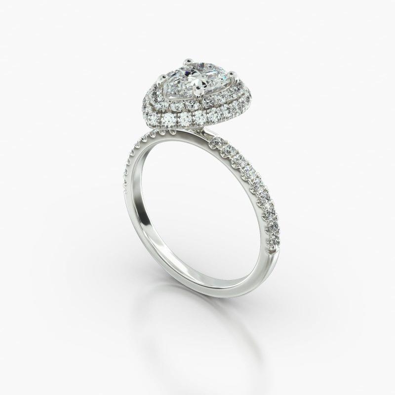 PEAR MACRO PAVE FALLING EDGE PAVE HALO - B