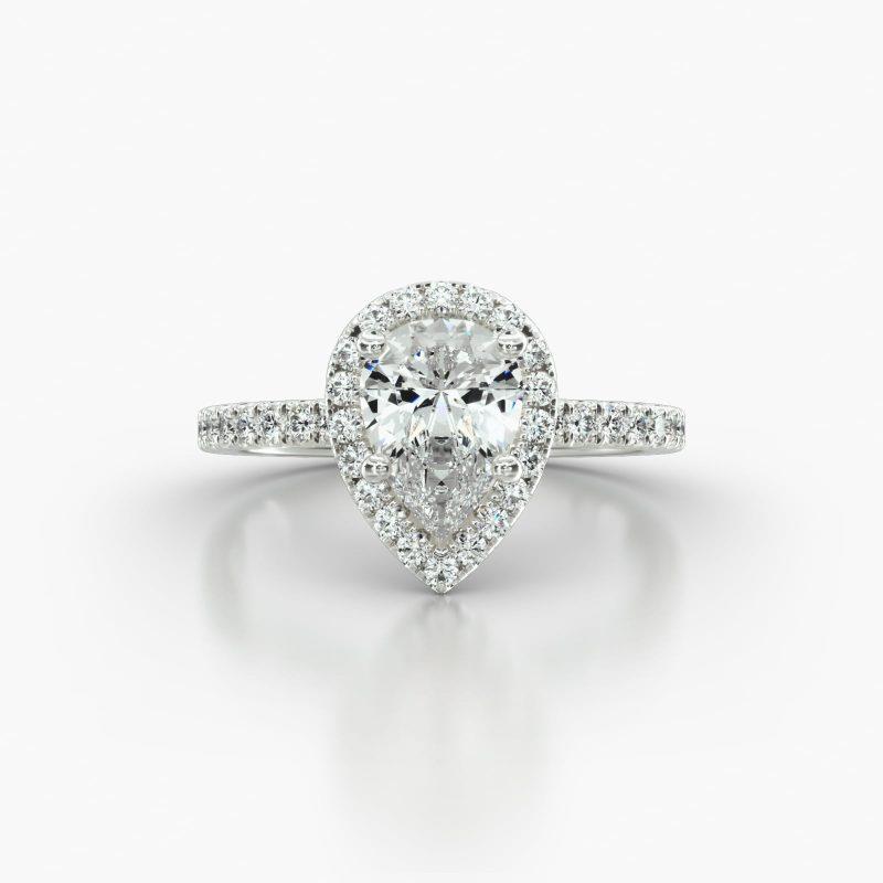 PEAR MACRO PAVE SINGLE ROW PAVE HALO - A