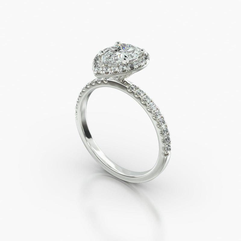 PEAR MACRO PAVE SINGLE ROW PAVE HALO - B