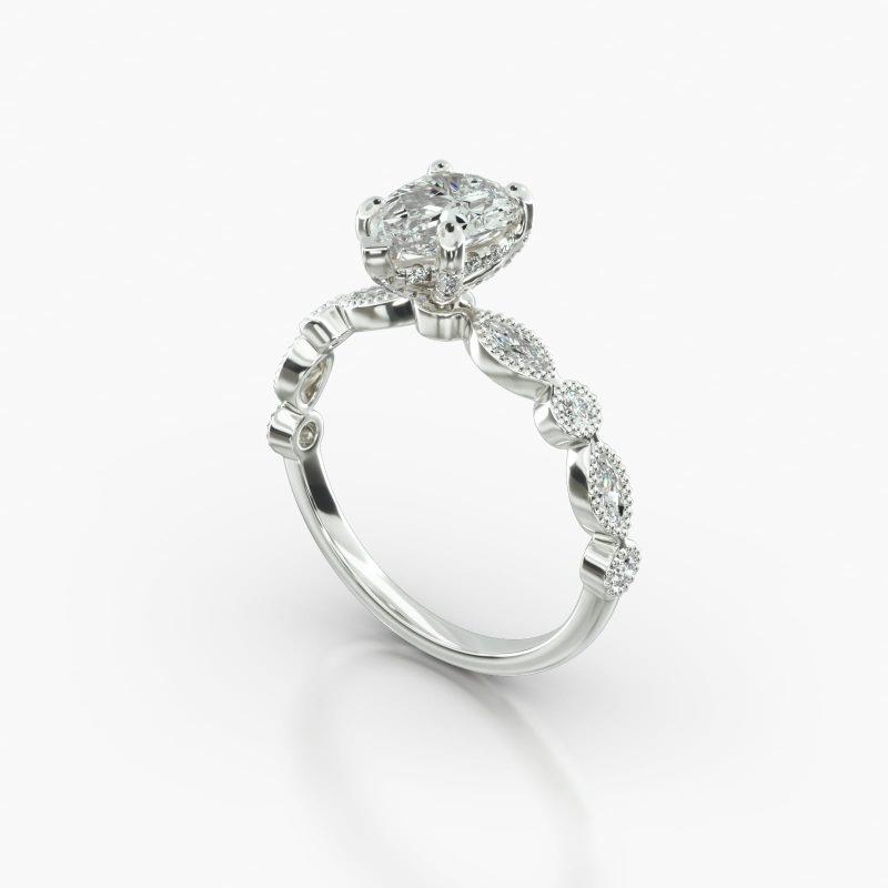 PEAR MARQUISE+ROUND CLASSIC PAVE BASKET - B