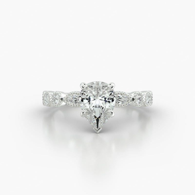 PEAR MARQUISE+ROUND FOUR PRONG - A