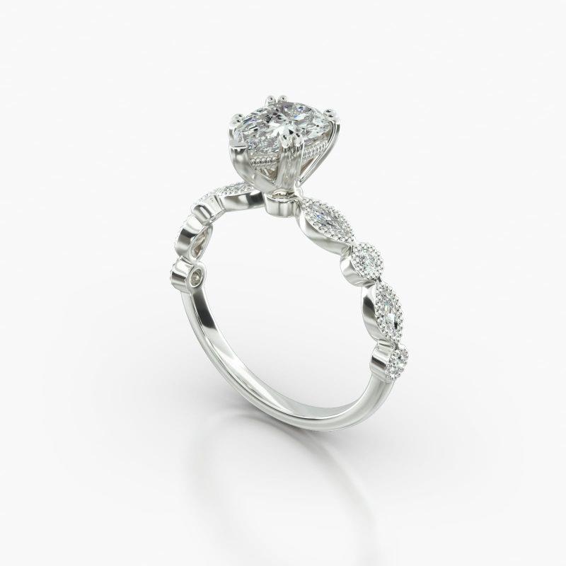 PEAR MARQUISE+ROUND VINTAGE BASKET - B