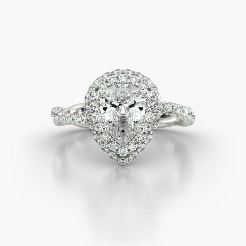 PEAR PAVE TWIST FALLING EDGE PAVE HALO - A