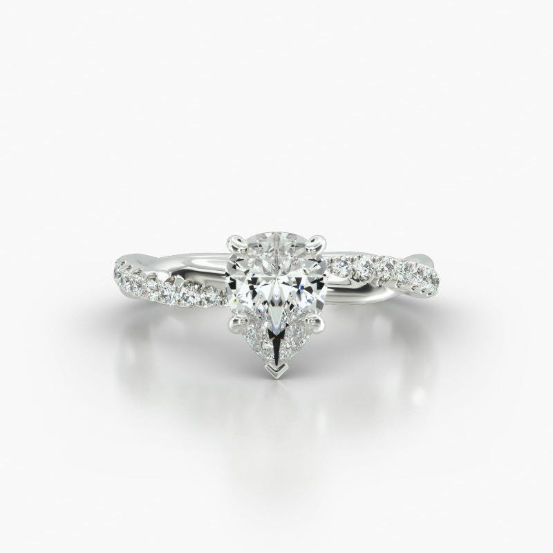 PEAR PAVE TWIST FOUR PRONG - A