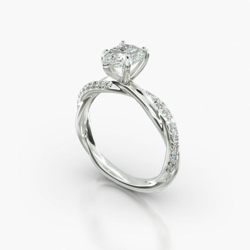 PEAR PAVE TWIST FOUR PRONG - B