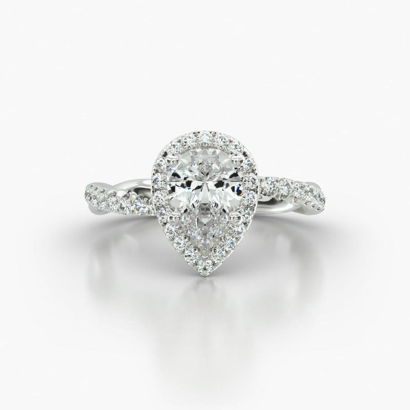 PEAR PAVE TWIST SINGLE ROW PAVE HALO - A