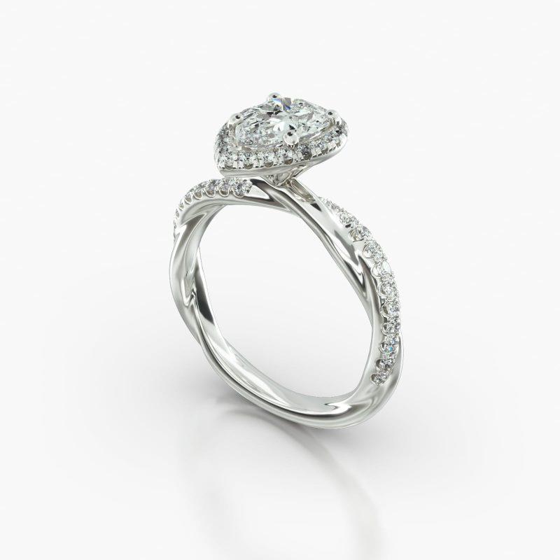 PEAR PAVE TWIST SINGLE ROW PAVE HALO - B