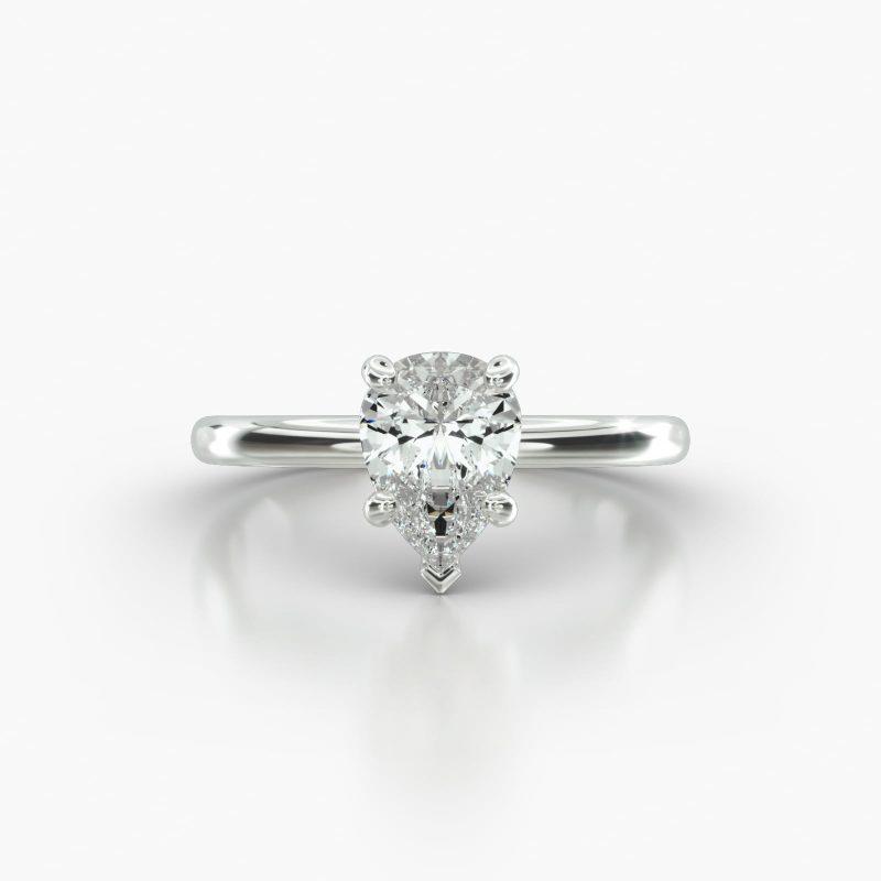 PEAR SOLITAIRE CLASSIC PAVE BASKET - A