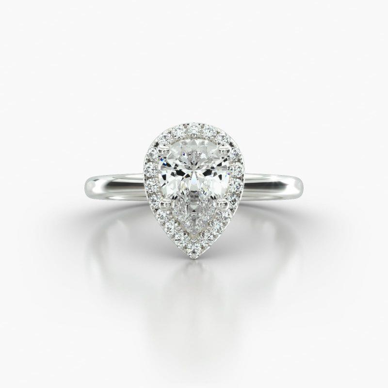 PEAR SOLITAIRE SINGLE ROW PAVE HALO - A