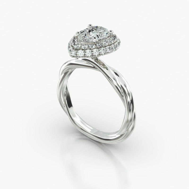 PEAR TWIST FALLING EDGE PAVE HALO - B