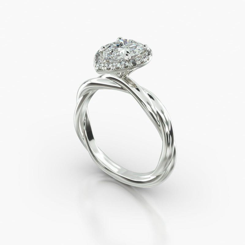 PEAR TWIST SINGLE ROW PAVE HALO - B