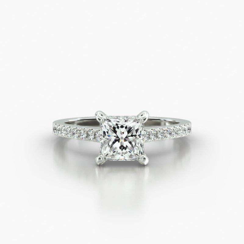 PRINCESS OR CUSHION CATHEDRAL CLASSIC PAVE BASKET - A