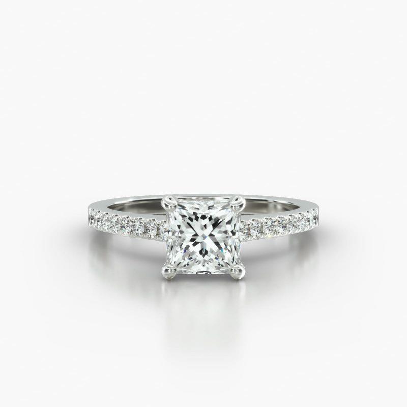 PRINCESS OR CUSHION CATHEDRAL FOUR PRONG - A