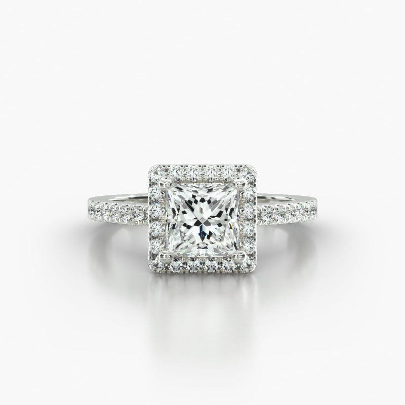 PRINCESS OR CUSHION CATHEDRAL SINGLE ROW PAVE HALO - A