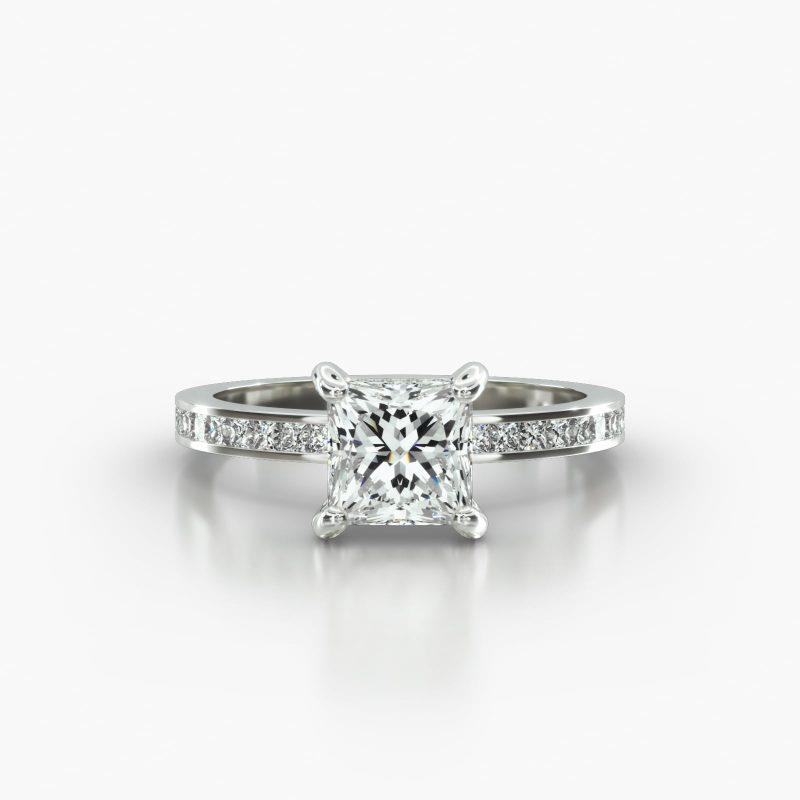 PRINCESS OR CUSHION CHANNEL CLASSIC PAVE BASKET - A