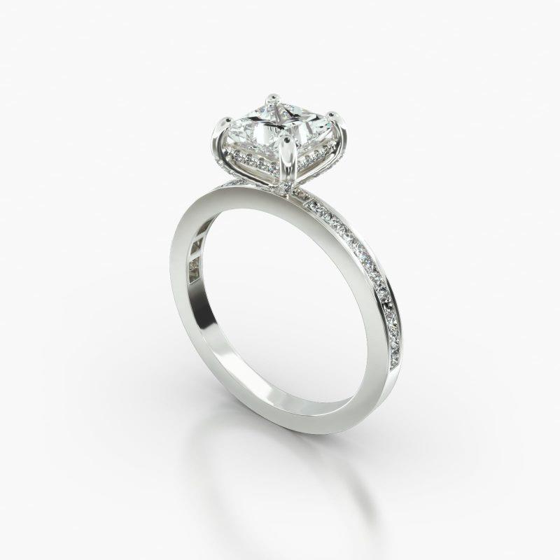 PRINCESS OR CUSHION CHANNEL CLASSIC PAVE BASKET - B