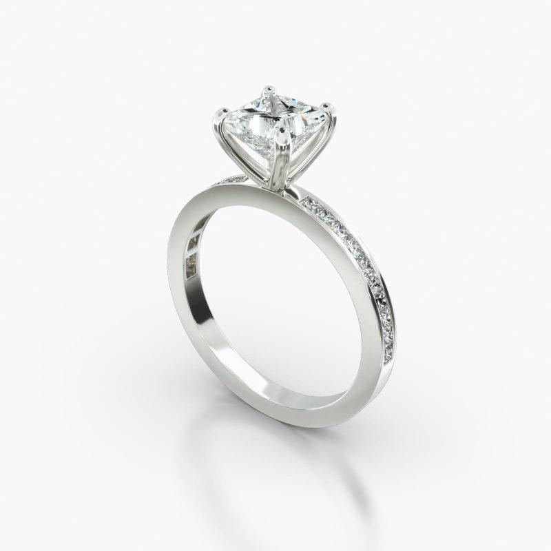 PRINCESS OR CUSHION CHANNEL FOUR PRONG - B