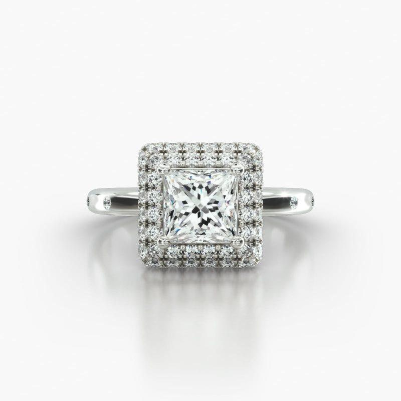 PRINCESS OR CUSHION GYPSY FALLING EDGE PAVE HALO - A