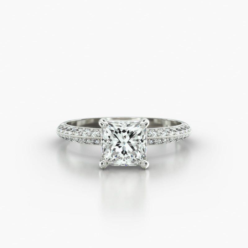 PRINCESS OR CUSHION KNIFE PAVE CLASSIC BASKET - A