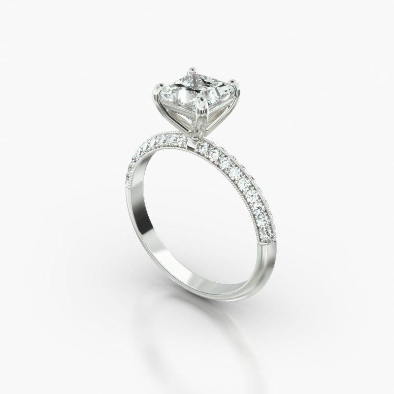 PRINCESS OR CUSHION KNIFE PAVE CLASSIC BASKET - B