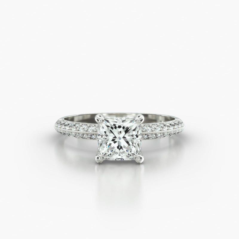 PRINCESS OR CUSHION KNIFE PAVE FOUR PRONG - A