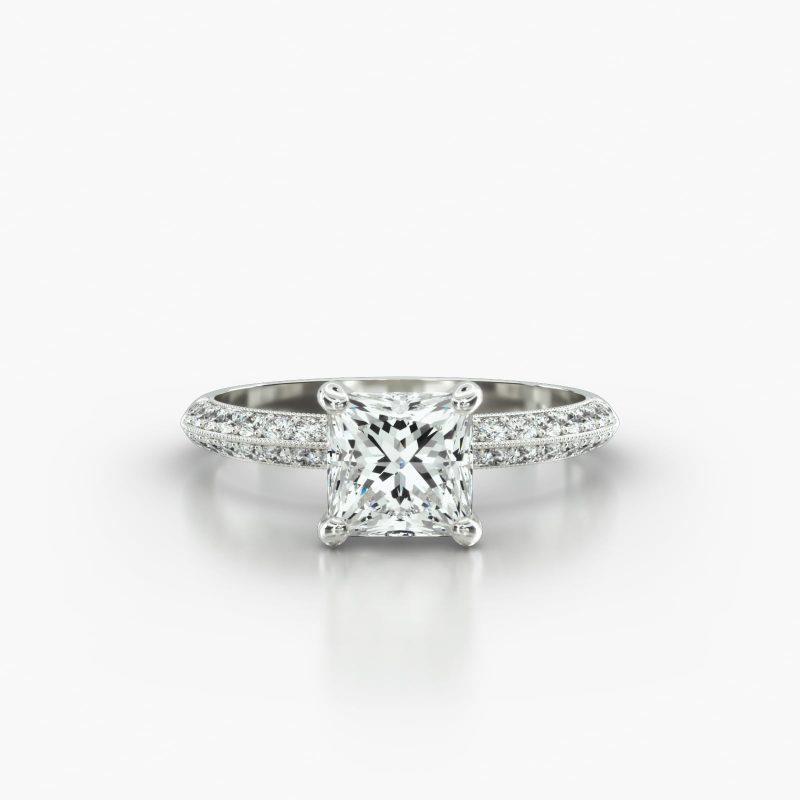 PRINCESS OR CUSHION KNIFE PAVE SURPRISE DIAMOND - A