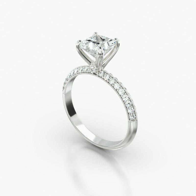 PRINCESS OR CUSHION KNIFE PAVE SURPRISE DIAMOND - B