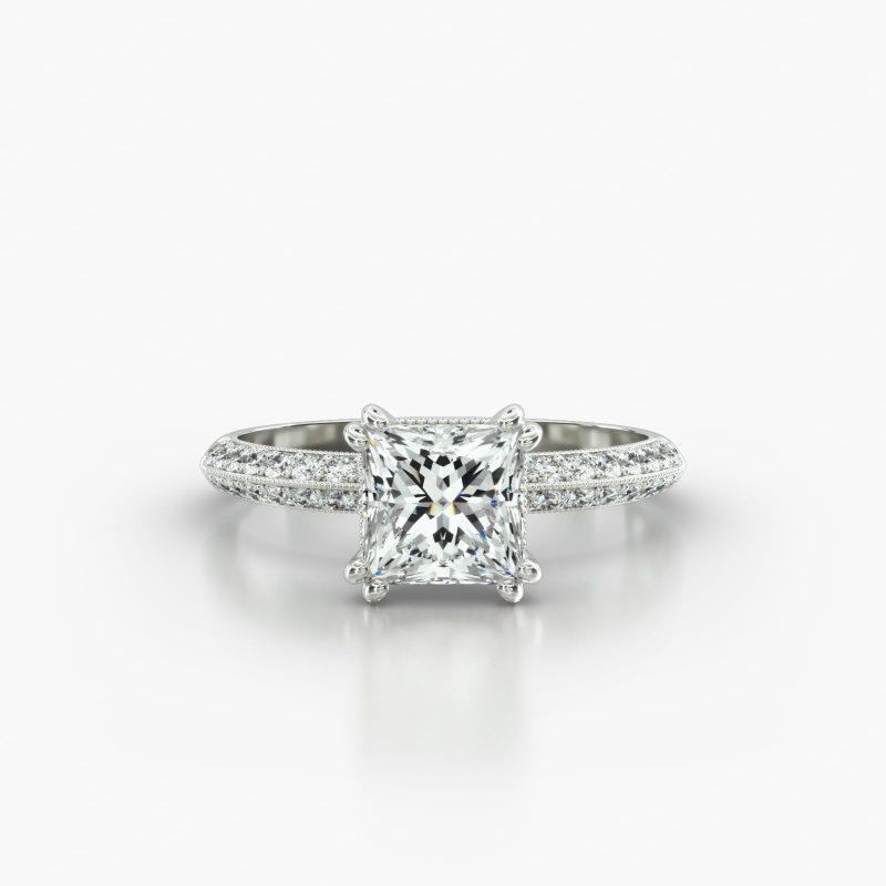 PRINCESS OR CUSHION KNIFE PAVE VINTAGE BASKET - A