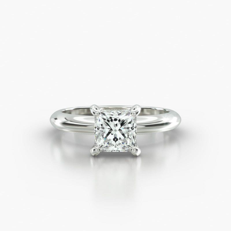 PRINCESS OR CUSHION KNIFE SOLITAIRE CLASSIC PAVE BASKET - A