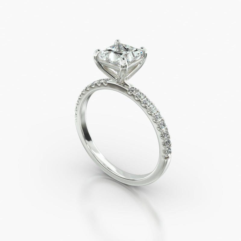 PRINCESS OR CUSHION MACRO PAVE CLASSIC BASKET - B