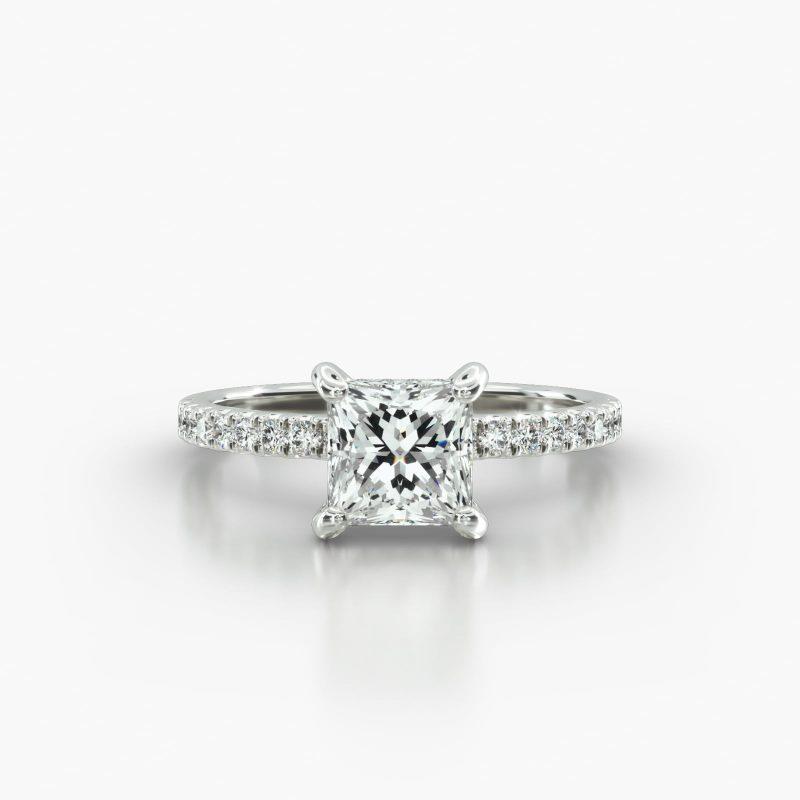 PRINCESS OR CUSHION MACRO PAVE CLASSIC PAVE BASKET - A