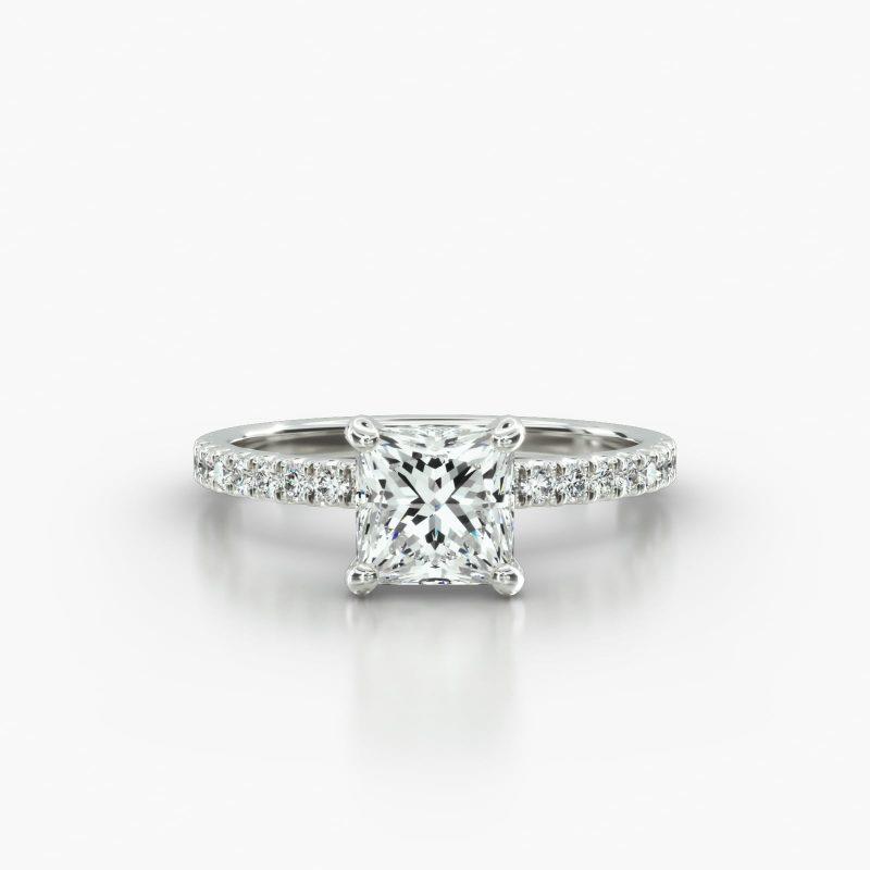 PRINCESS OR CUSHION MACRO PAVE FOUR PRONG - A