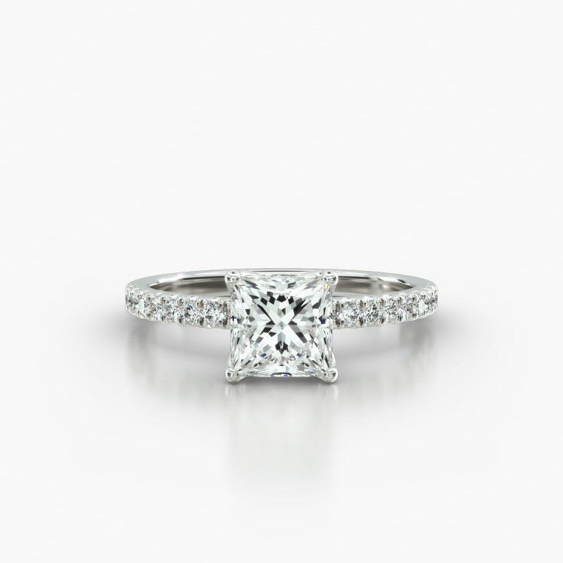 PRINCESS OR CUSHION MACRO PAVE FOUR TULIP BASKET - A