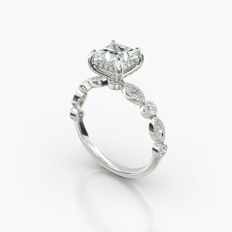 PRINCESS OR CUSHION MARQUISE+ROUND CLASSIC PAVE BASKET - B