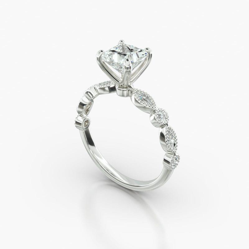 PRINCESS OR CUSHION MARQUISE+ROUND FOUR PRONG - B