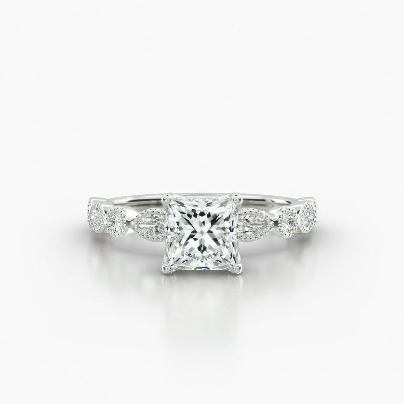 PRINCESS OR CUSHION MARQUISE+ROUND FOUR TULIP BASKET - A