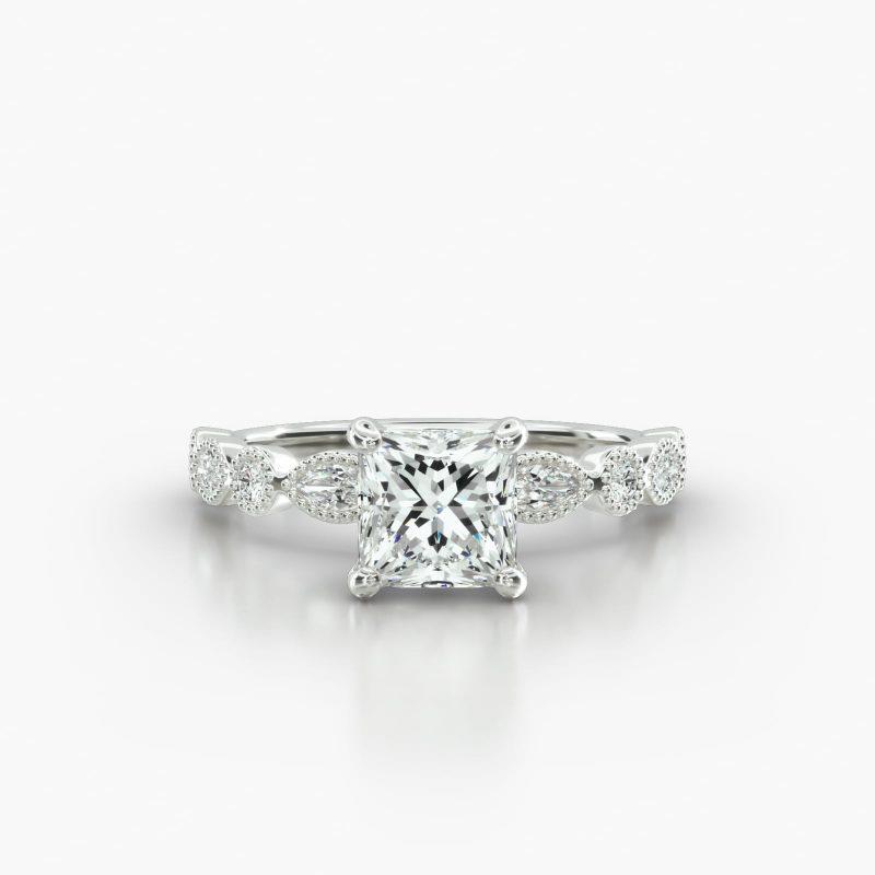PRINCESS OR CUSHION MARQUISE+ROUND SURPRISE DIAMOND - A