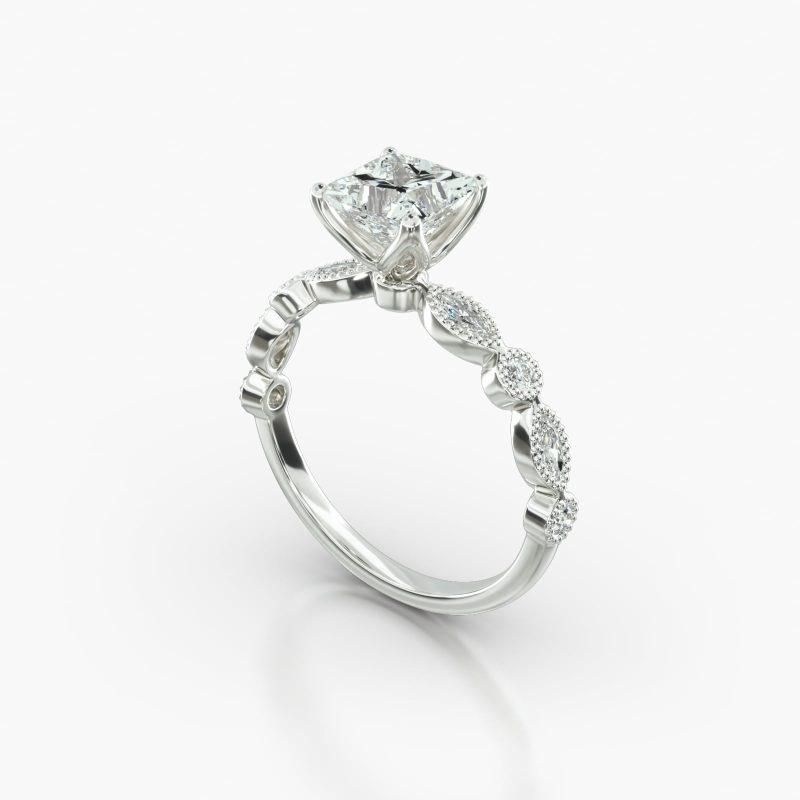 PRINCESS OR CUSHION MARQUISE+ROUND FOUR TULIP BASKET - B