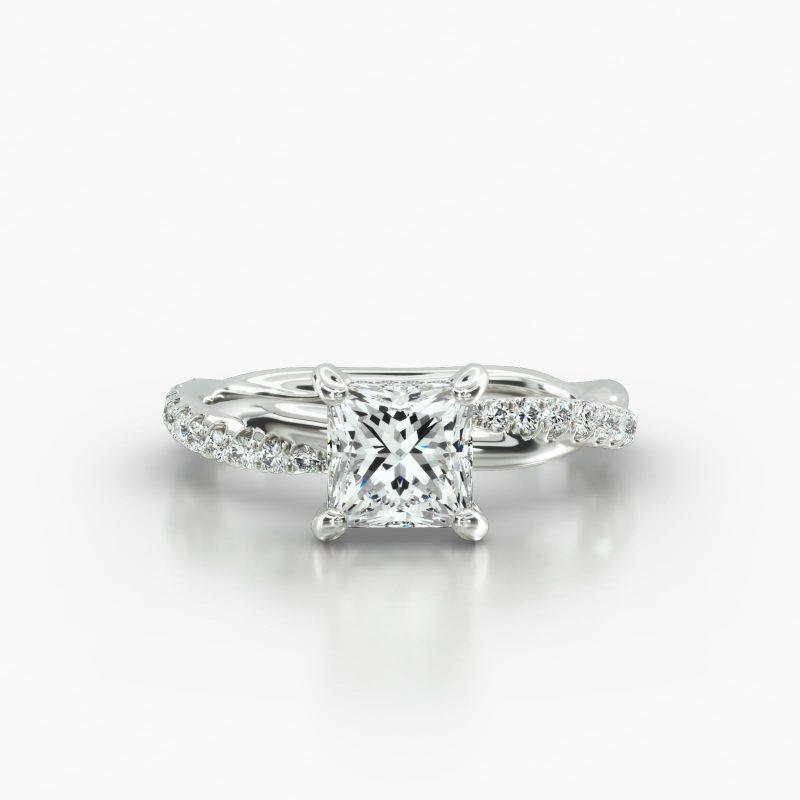 PRINCESS OR CUSHION PAVE TWIST CLASSIC PAVE BASKET - A