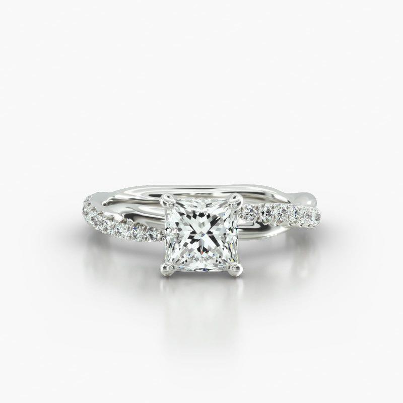 PRINCESS OR CUSHION PAVE TWIST FOUR PRONG - A