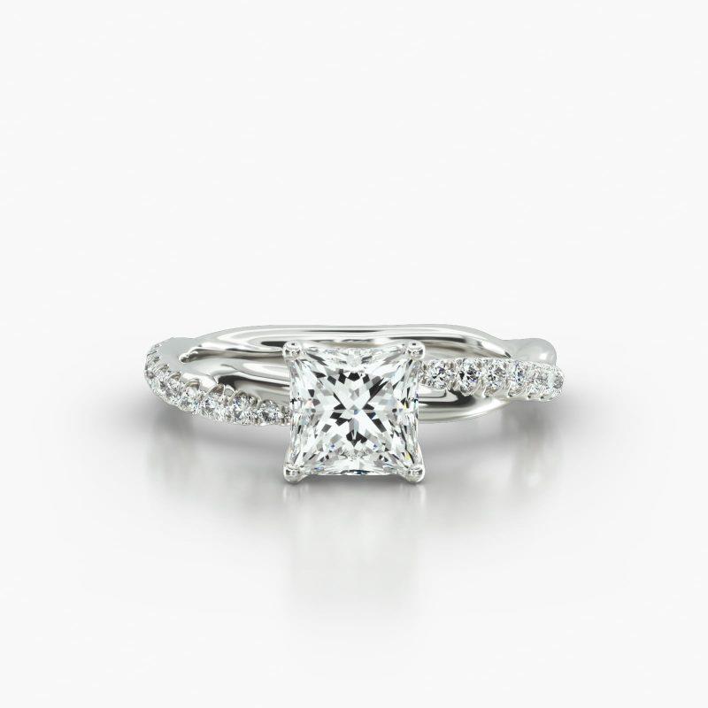 PRINCESS OR CUSHION PAVE TWIST FOUR TULIP BASKET - A