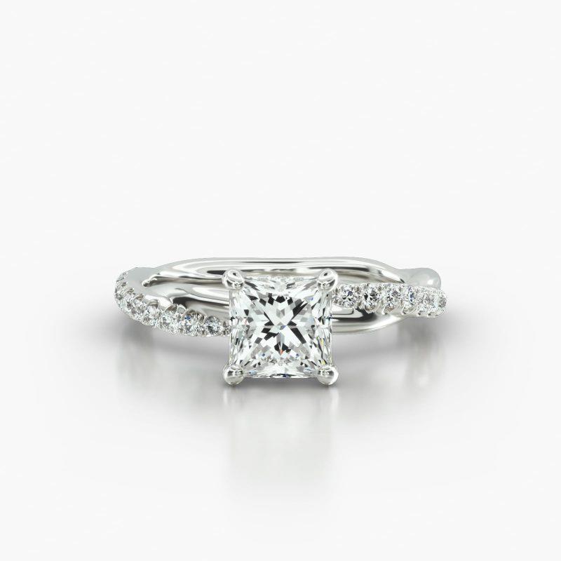 PRINCESS OR CUSHION PAVE TWIST SURPRISE DIAMOND - A