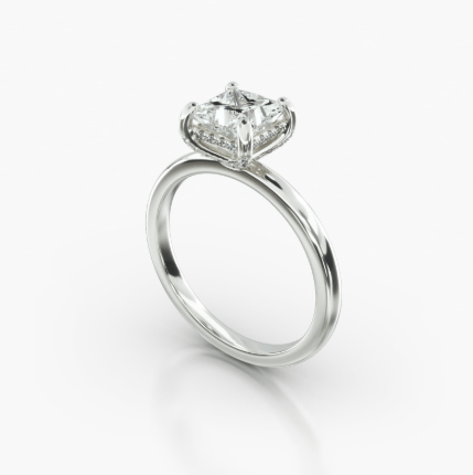 PRINCESS OR CUSHION SOLITAIRE CLASSIC PAVE BASKET - B