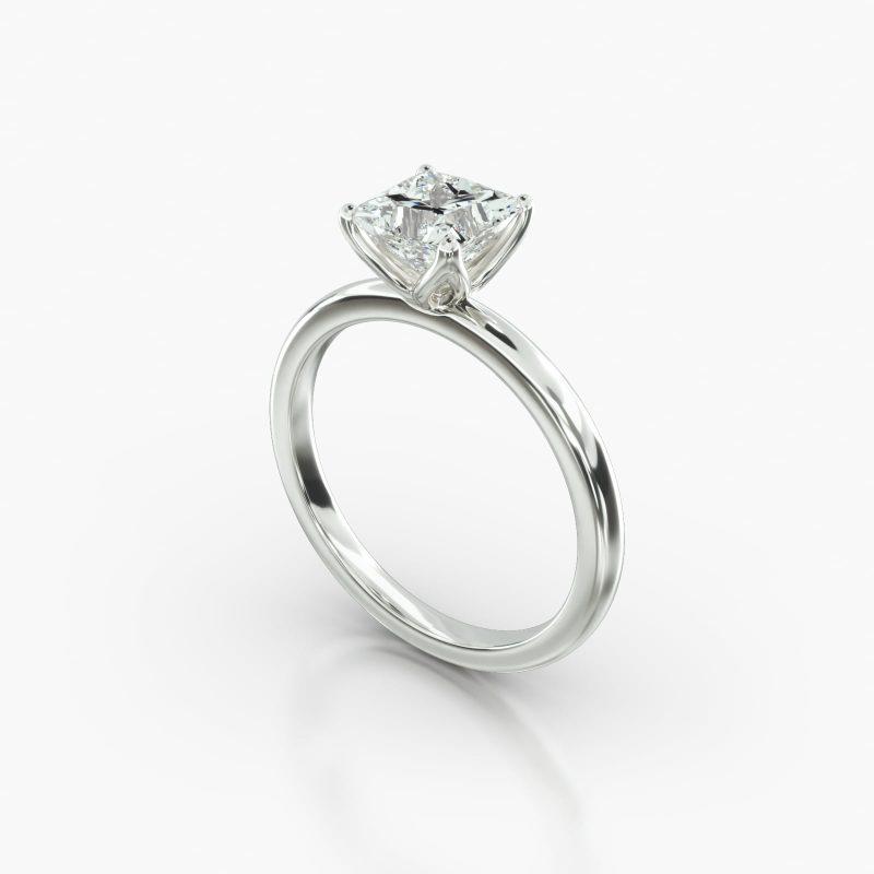 PRINCESS OR CUSHION SOLITAIRE FOUR TULIP BASKET - B